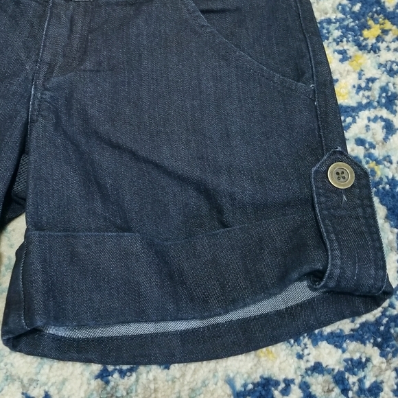 Lolo Dark Denim Tab Cuffed Flap Pocket Shorts 3 - Picture 2 of 4